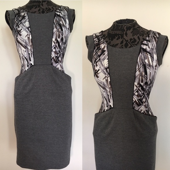 BCBGMAXAZRIA Dramatic Grey Work Dress Size XXS