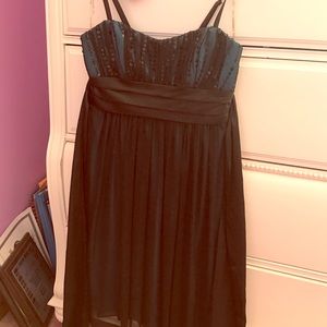 Blue and black, sequined formal dress