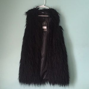 Missguided faux fur long vest