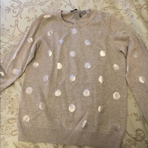 NWT Ann Taylor gray silver polka dot sweater