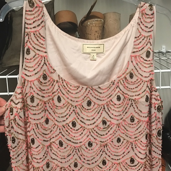 Anthropologie pink sequined dress