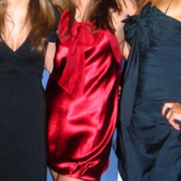 Red Bebe strappy silk bow dress - Picture 2 of 4