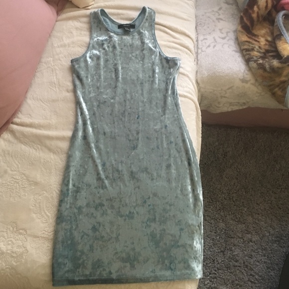 Baby blue velvet racer back dress