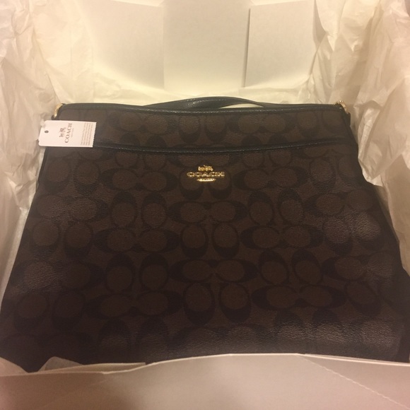 Coach signature file cross body bag