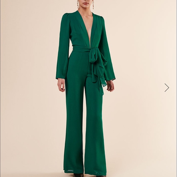reformation green jumpsuit
