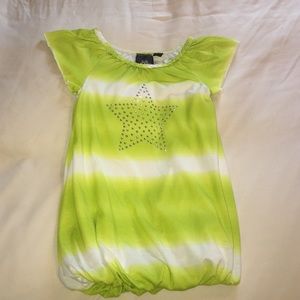 Short sleeve shirt with yellow and white stripes