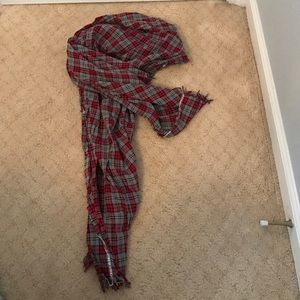 Red and Grey Plaid Scarf