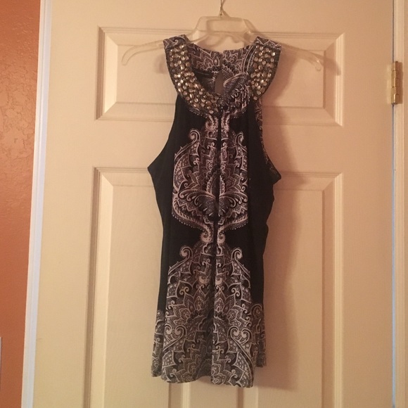 Rhinestone embellished tank top