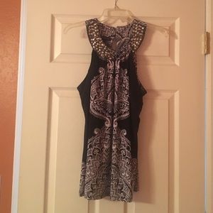 Rhinestone embellished tank top