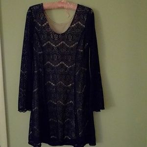 "Brand New" Beautiful Navy Blue Lace Skater Dress