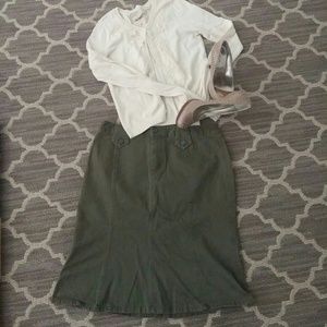 Olive green Flared bottom skirt