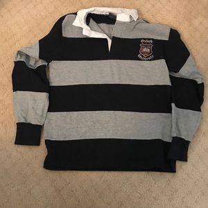 Blue and Grey-striped Oxford University Polo