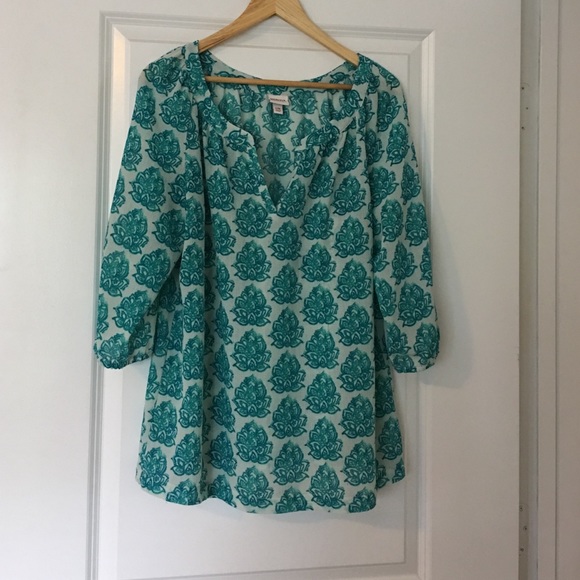 Lotus Flower Print Tunic Top