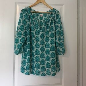 Lotus Flower Print Tunic Top