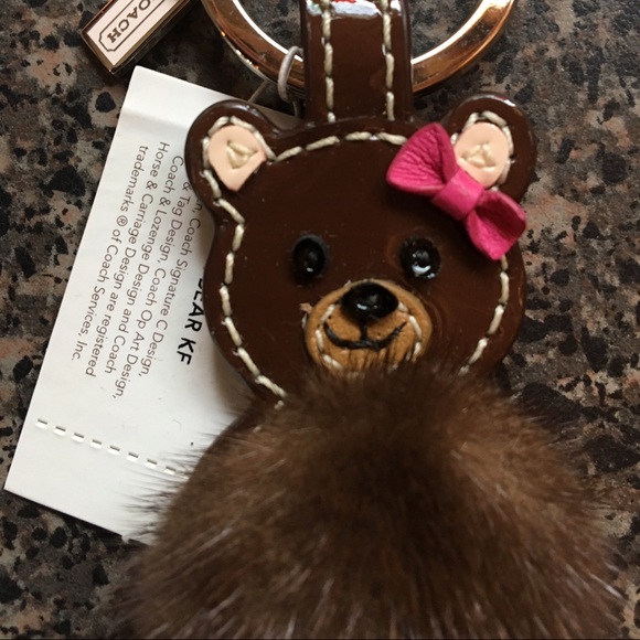 HP🎉1/13🎉NWT RARE Coach Mink Bear Key Chain/FOB🐻 - Picture 3 of 4