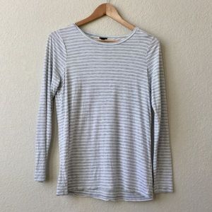 J. Crew Long Sleeve Gray/White Stripe Tee