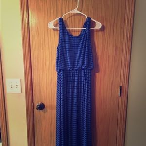 Black and Blue Striped Maxi Dress