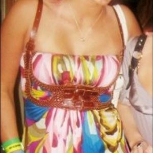 Printed Sky with braided leather dress