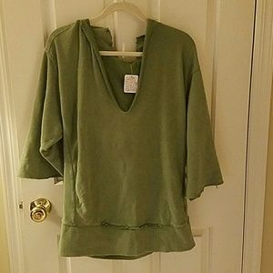 Free People distressed tunic hoodie