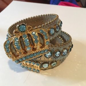 Light blue crystal belt with crown by BB Simon