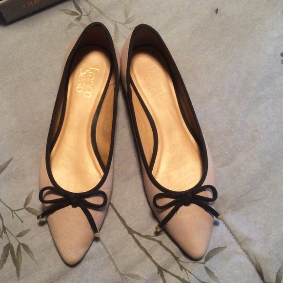 Franco Sarto Shoes - Franco Sarto Taupe Black Bow Ballet Flats