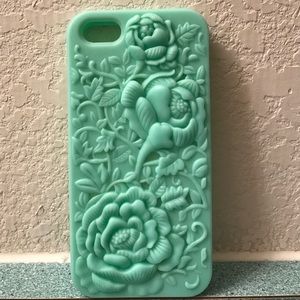 Mint Green soft shell floral Iphone case