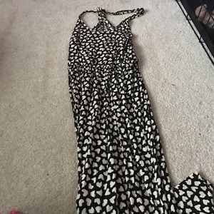 Black/cream heart printed maxi