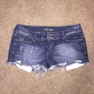 Distress jean shorts