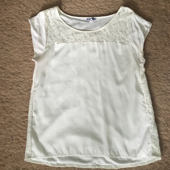 Express White Lace Back Top Size Small