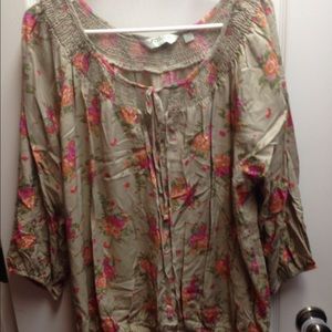 Brown blouse with flower pattern