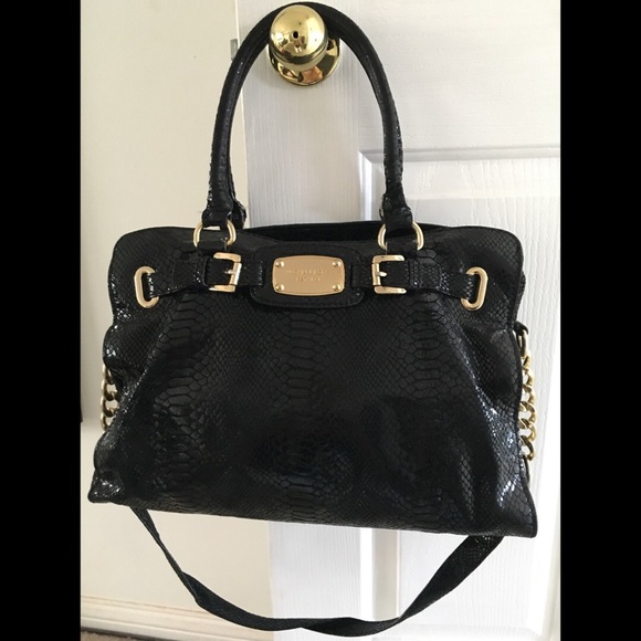 Black snakeskin Michael Kors tote