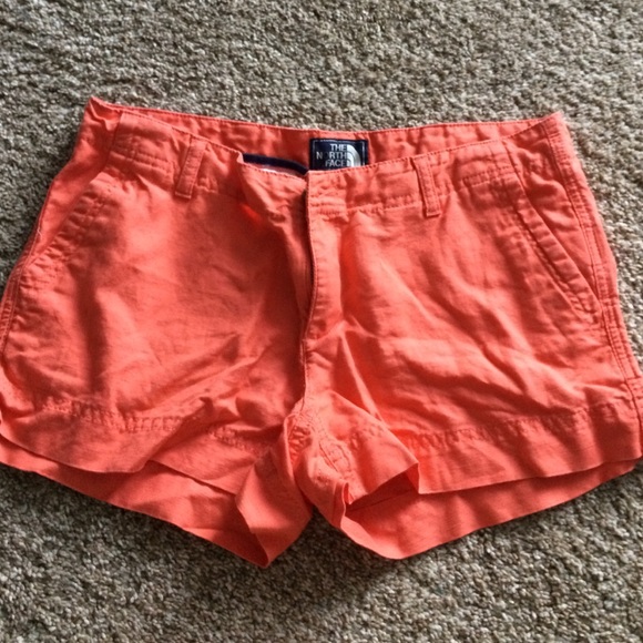 Peachy salmon north face shorts