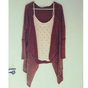 Burgundy Heather Cardigan by Basil Lola