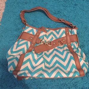 Real and cream chevron purse