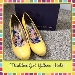 Madden Girl Yellow heels. Size 10.