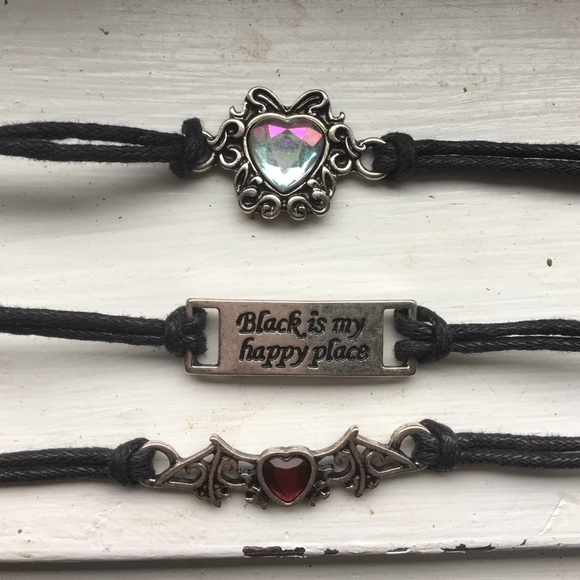 3 blackheart cord bracelets