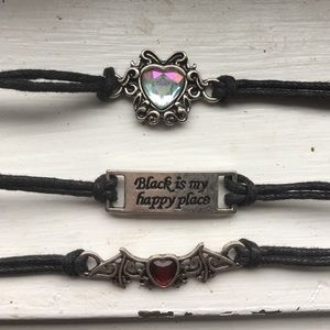 3 blackheart cord bracelets
