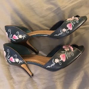 Seychelles Dark Green Floral Heels