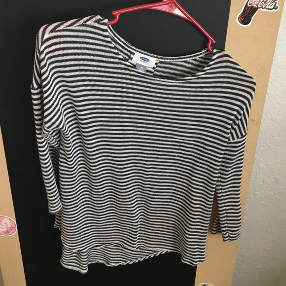 Long sleeve black and white striped top