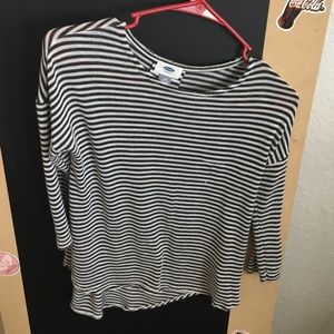 Long sleeve black and white striped top