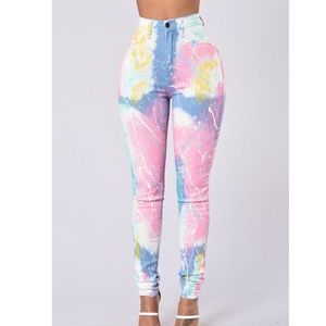 High Waist Cotton Candy Paint Jeans