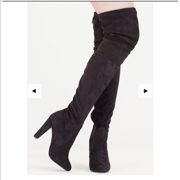 Black thigh high boots