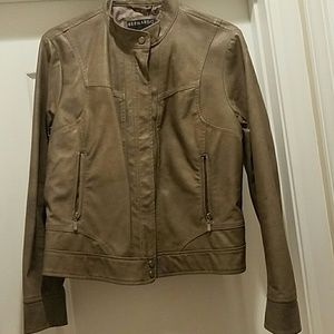 Gray Faux Leather Coat