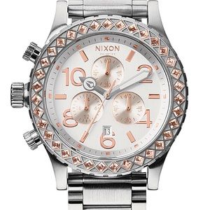 Nixon Silver/Rose Gold Chrono Watch