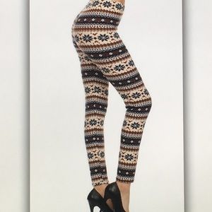 🌨Blue brown🌨 snowflake geo winter leggings