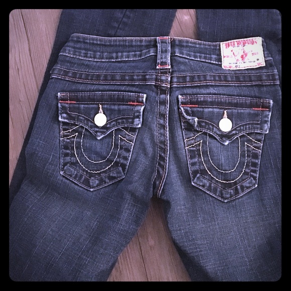 True Religion ~dark blue stretch boot cut jeans