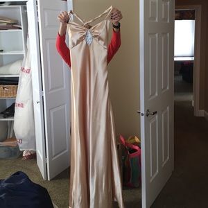 Gold Halter Top Prom Dress