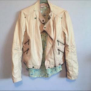 Blush Pink Faux Leather Moto Jacket