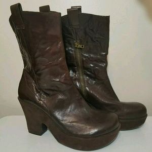 KORK EASE Platform Brown Leather Boots are 10 KORK EASE Platform Brown Leather Boots are 10