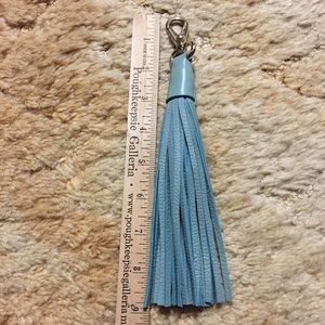 Blueish green leather tassel